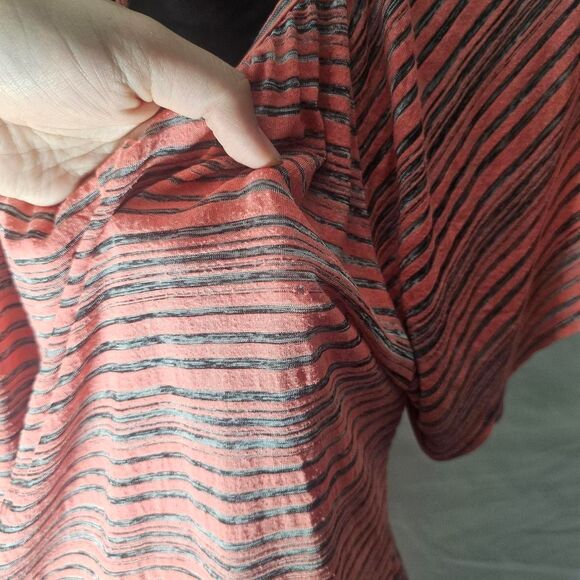 Y2k vintage peach pink grey striped cross cross back top - Picture 3 of 6